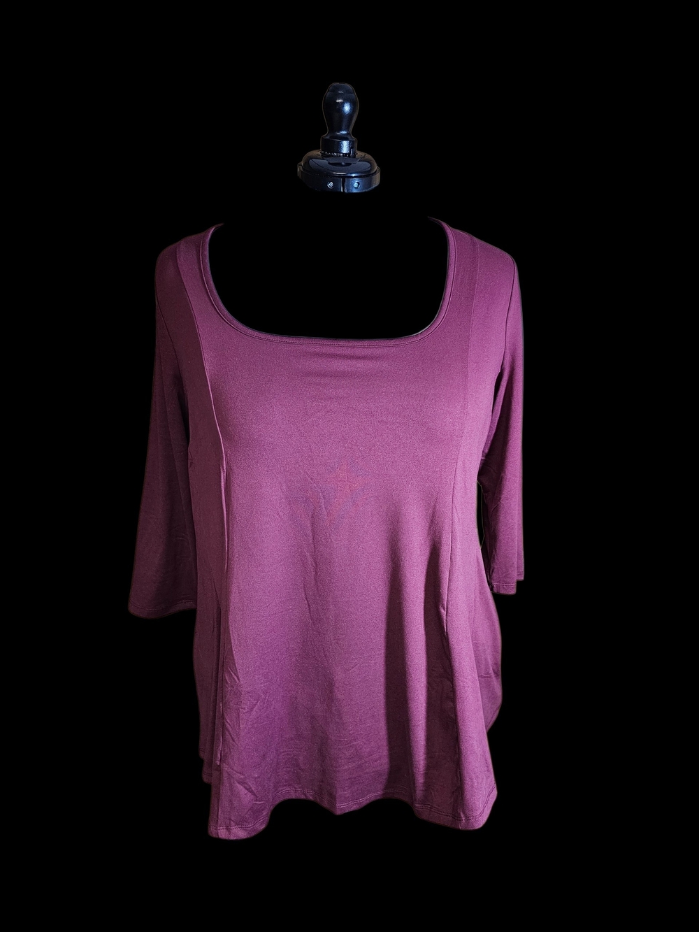 Lane Bryant Square Neck 3/4 Sleeve Top - Plum